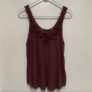 American Eagle Embroidered Cut Out Tank